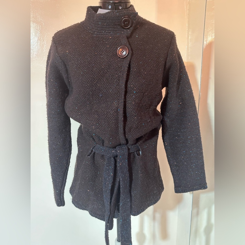 She Ireland Wool Belted Coat - Tweed Knit, XL, Wool & Cashmere